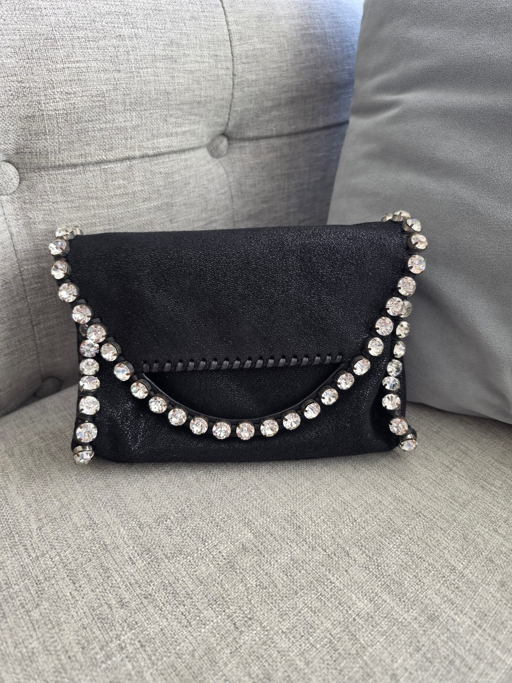 Stella McCartney Black Crystal Embellished Vegan Leather Mini Bag